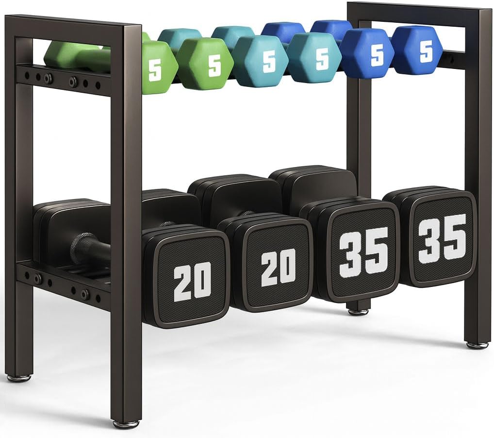 Dumbbell Rack 2-Tier Adjustable Weight Rack for Home Gym Gear