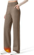 G4Free Women Fleece Lined Wide Leg Pants - Warm, Dressy Casual