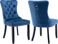 Blue Velvet Tufted Chairs Set of 2 - Comfortable Dining Seating