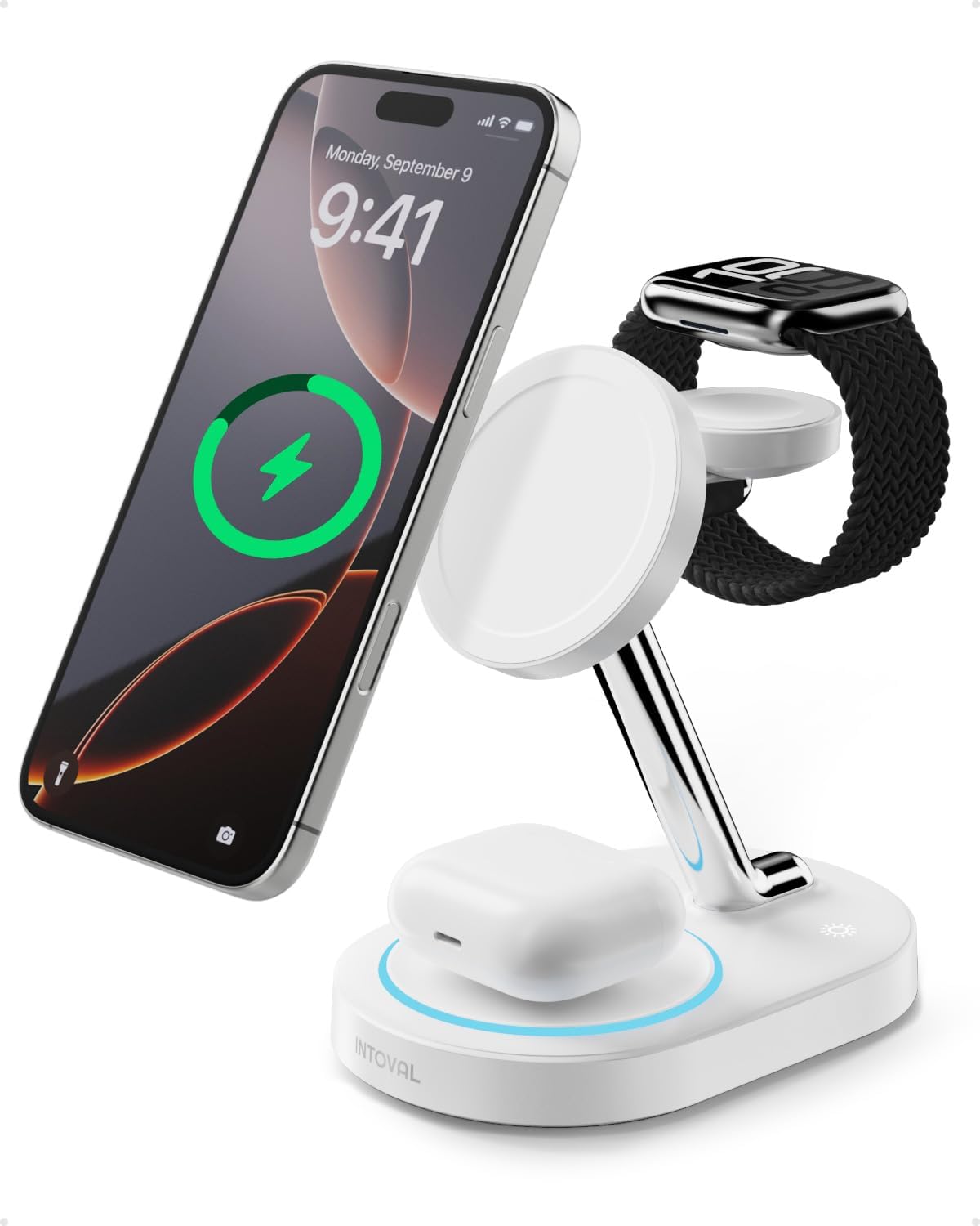 Intoval 3-in-1 Fast Wireless Charger. iPhone, Watch & AirPods
