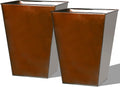 Large Metal Glazed Floor Planter Set of 2 - Glossy Black 18in Tall