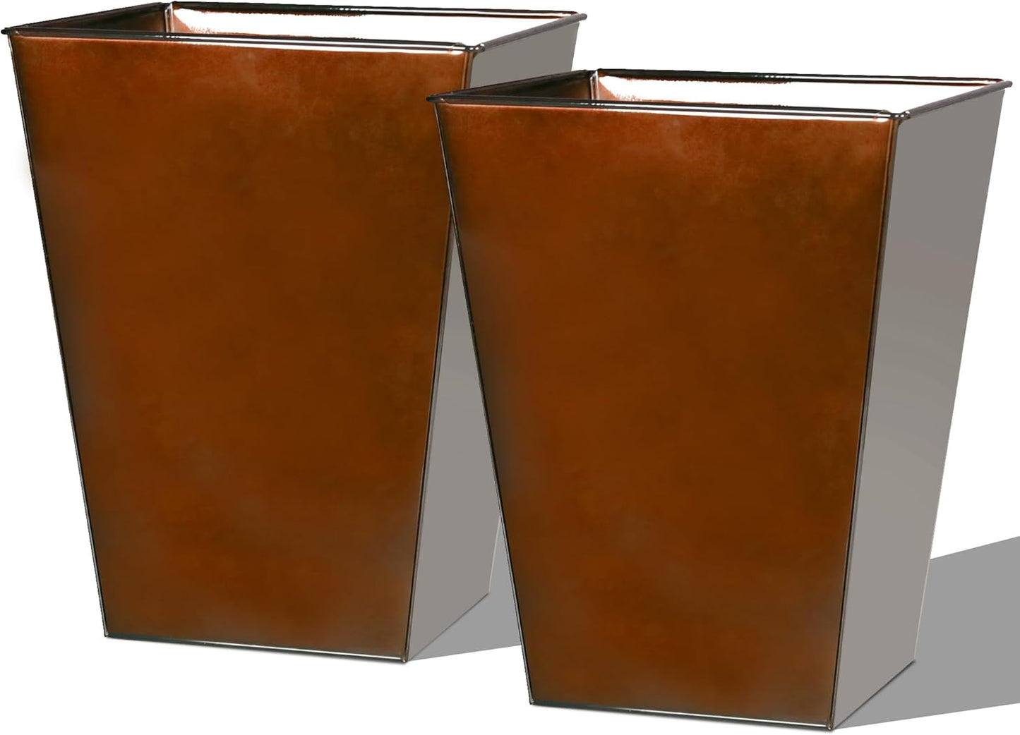 Large Metal Glazed Floor Planter Set of 2 for Stylish Decor