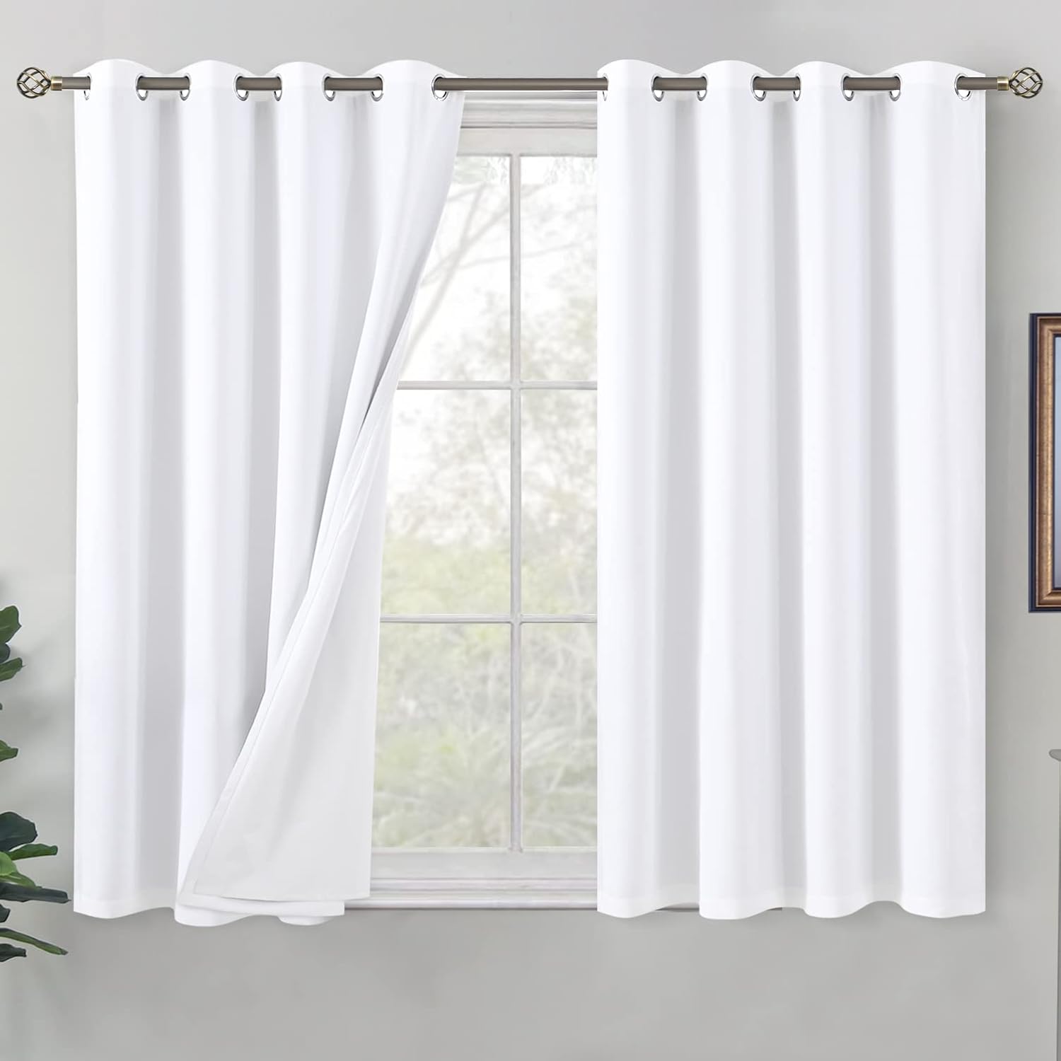 BGment White Blackout Curtains for Bedroom, 45 Inch Length Set