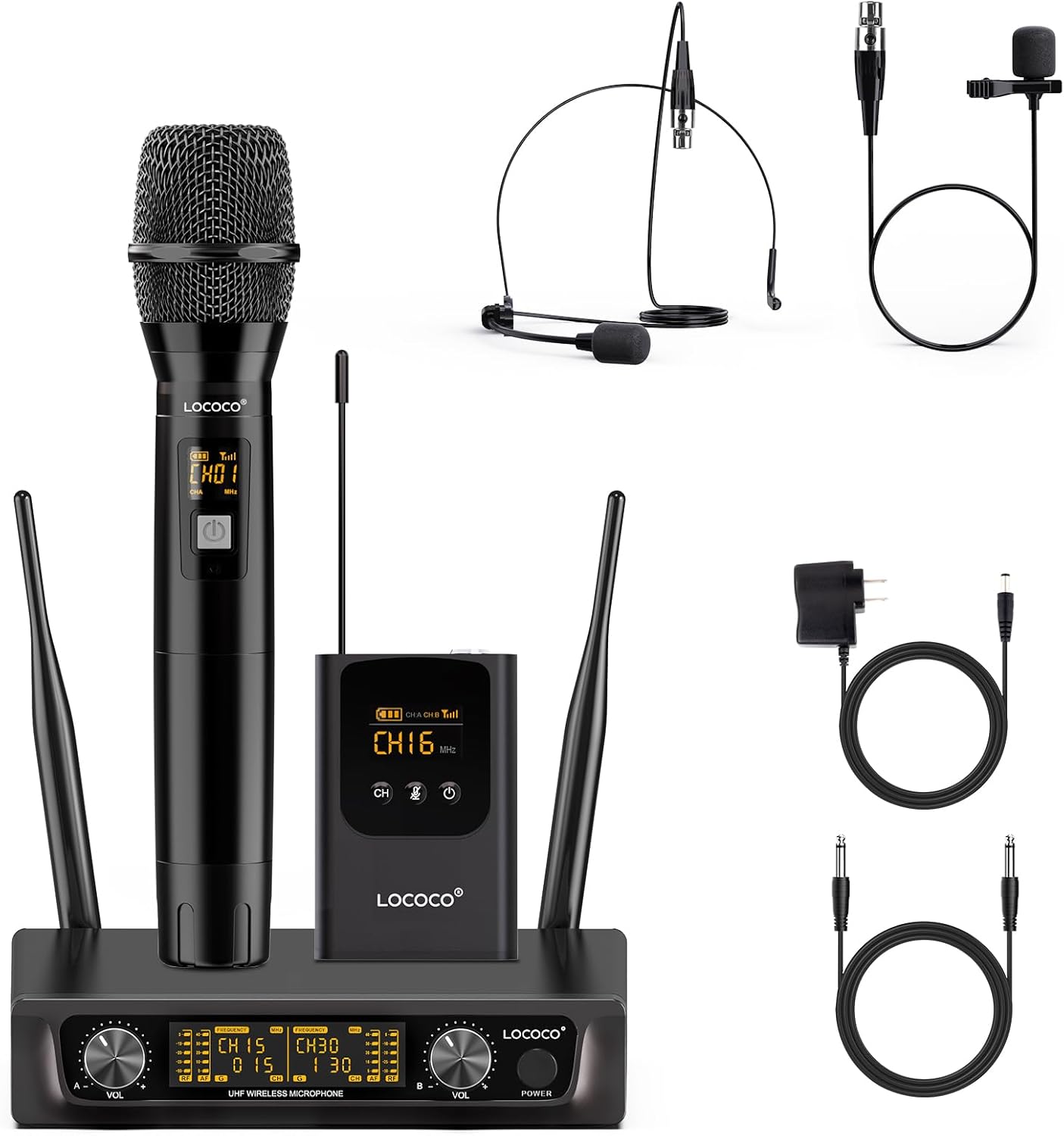 UHF Wireless Microphone System Set for Church, Karaoke, DJ