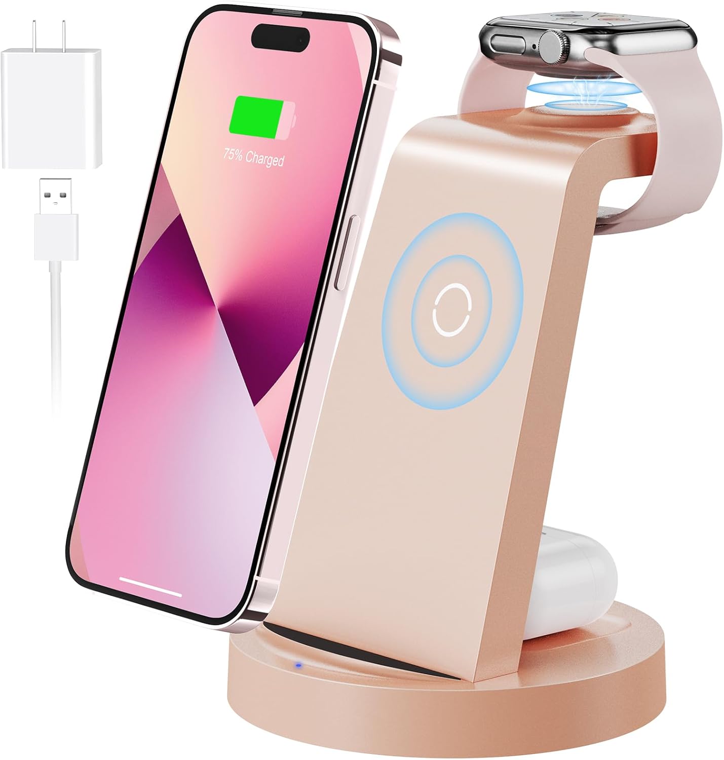 Wireless 3-in-1 Charger for Apple Devices - Rose