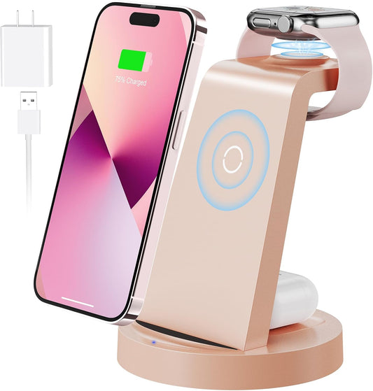 Wireless 3-in-1 Charger for Apple Devices - Rose