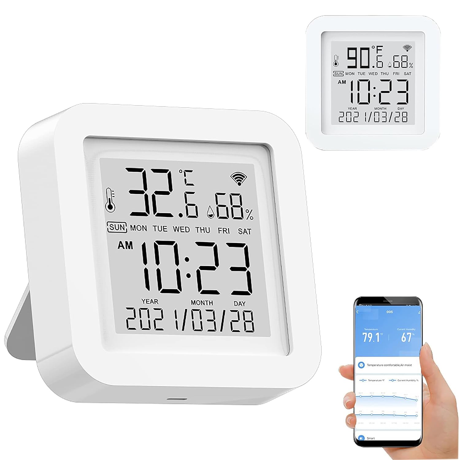 Smart WiFi Temp Monitor: APP Alerts, Alexa Compatible