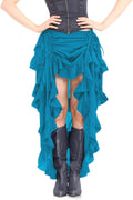 Womens Steampunk High-Low Show Girl Skirt - Ruffled Rayon Comfort