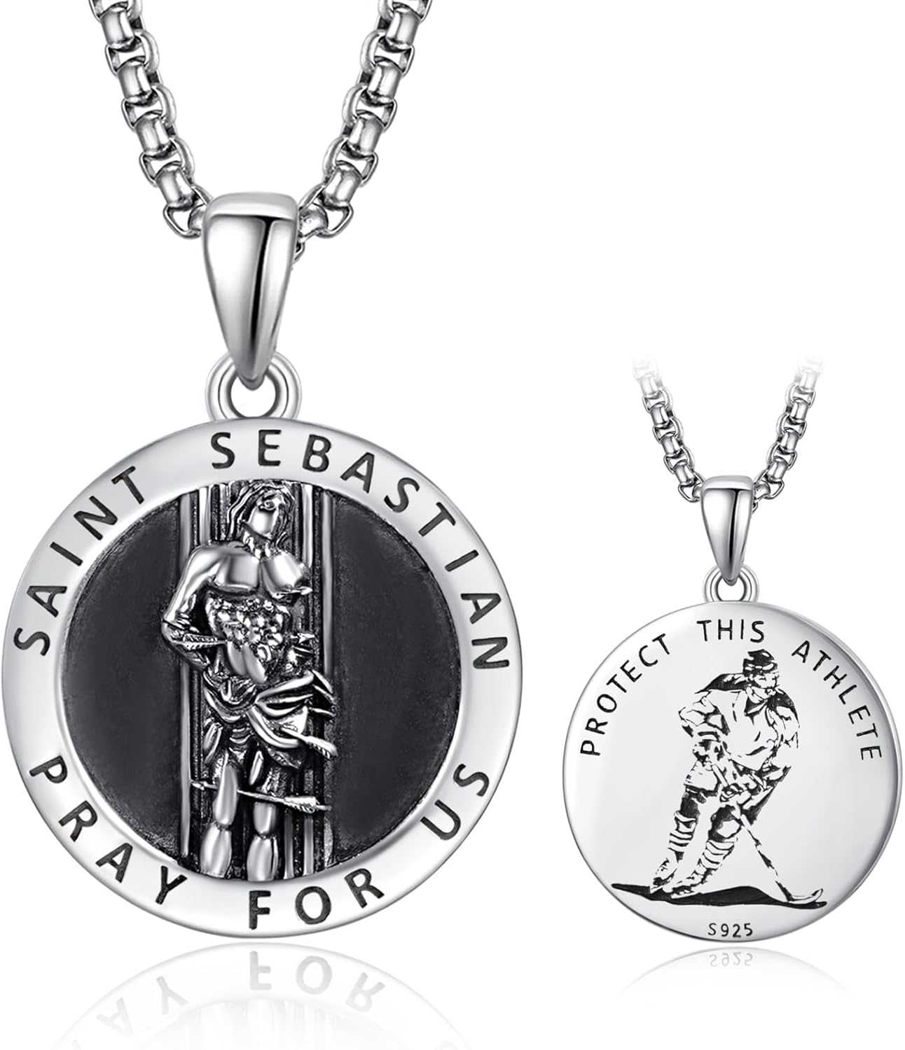 925 Sterling Silver Patron Saint Medal Necklace for Protection