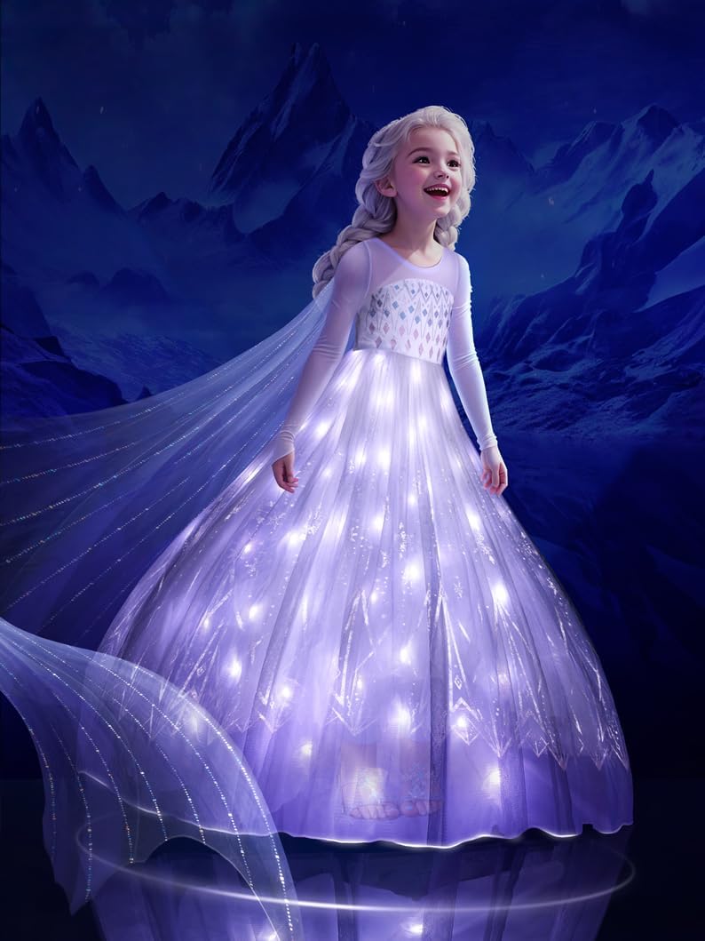 Princess Costume for Girls with LED Lights and Music Sync