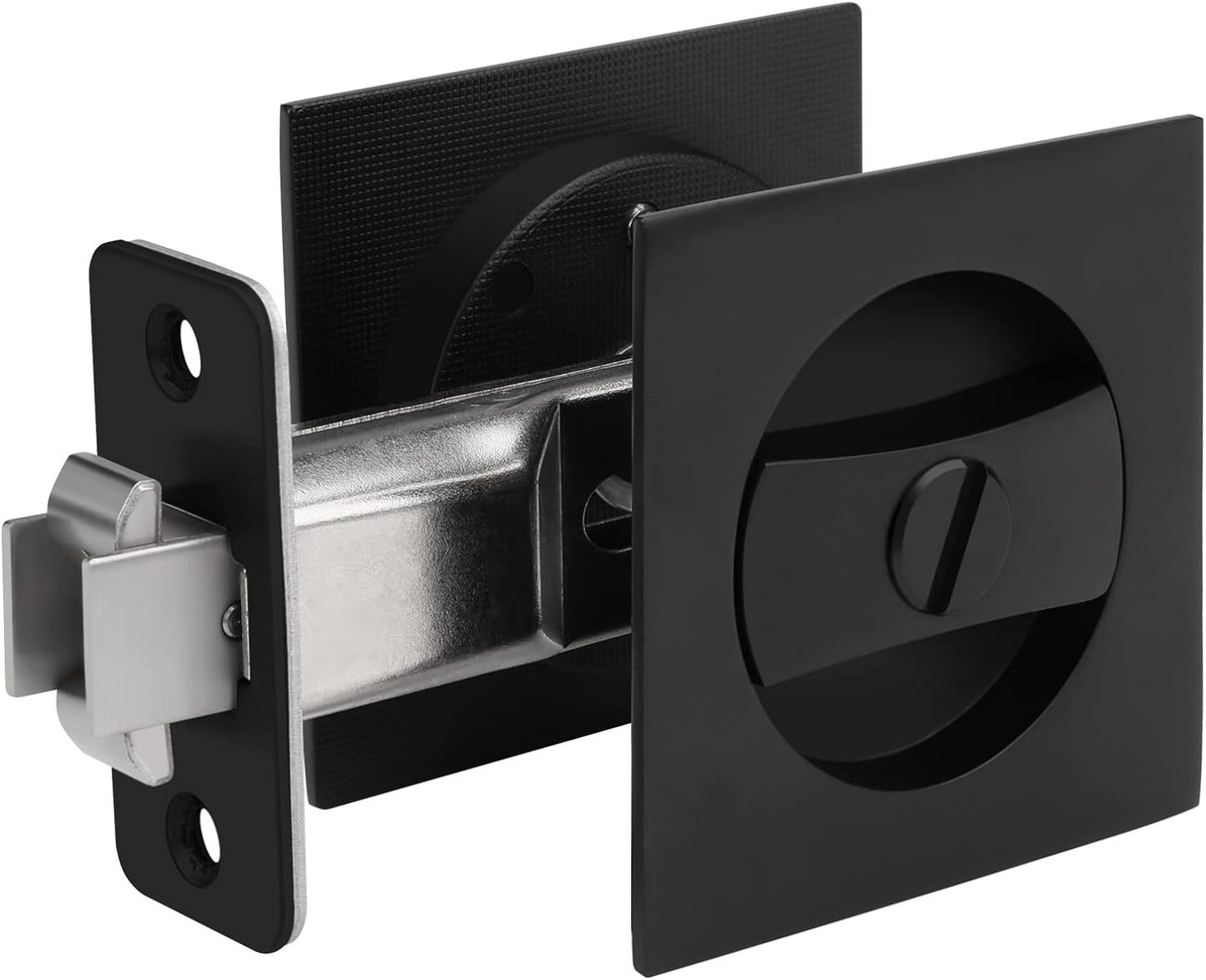 Goldenwarm Matte Black Square Pocket Door Lock for Modern Homes