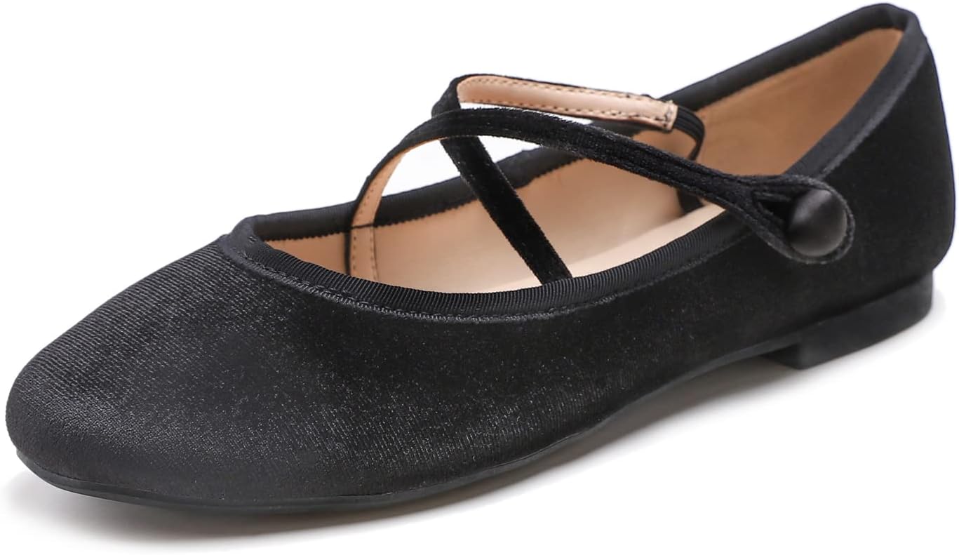 FEVERSOLE Women's Soft Cushion Extra Padded Mary Jane Flats
