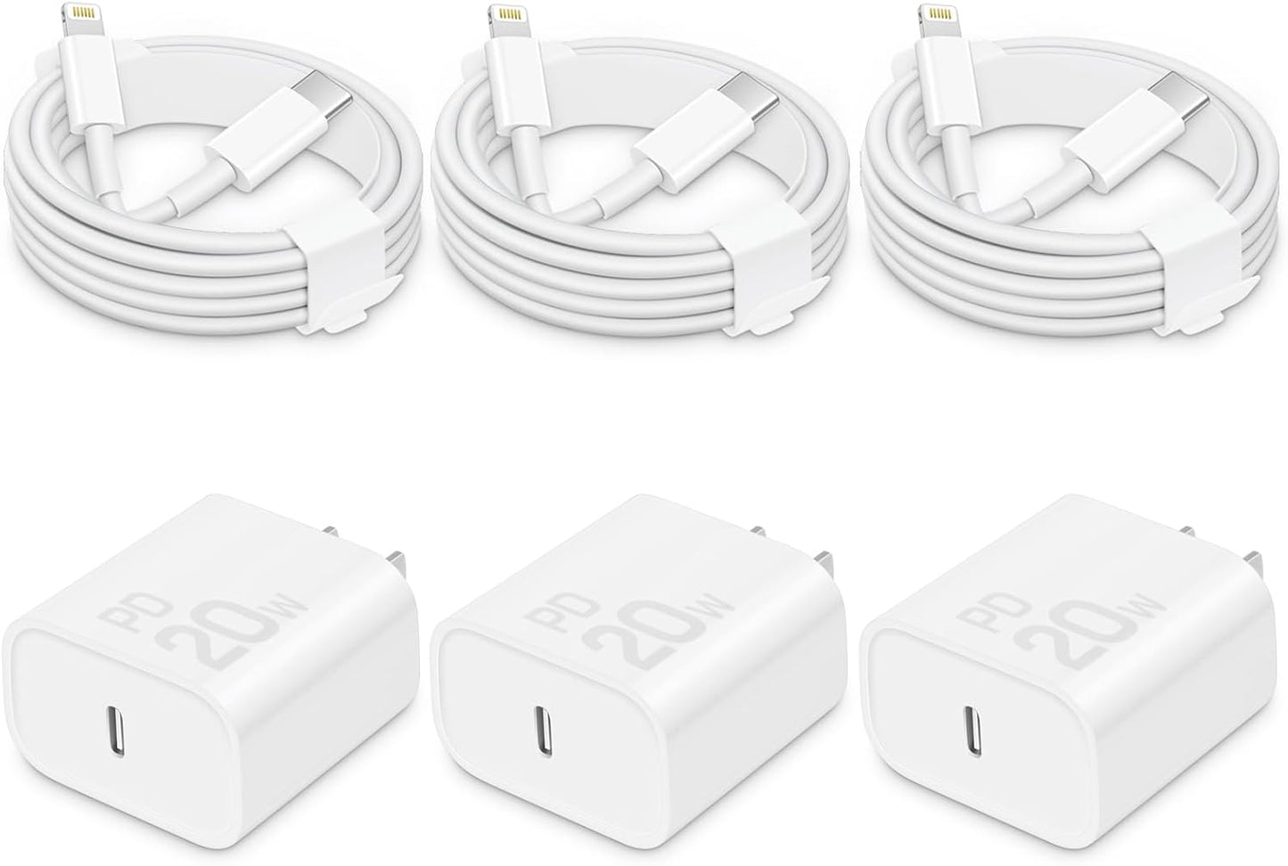 Fast-Charge 20W USB-C Block [3 Pack] MFi-Certified for Apple Devices!