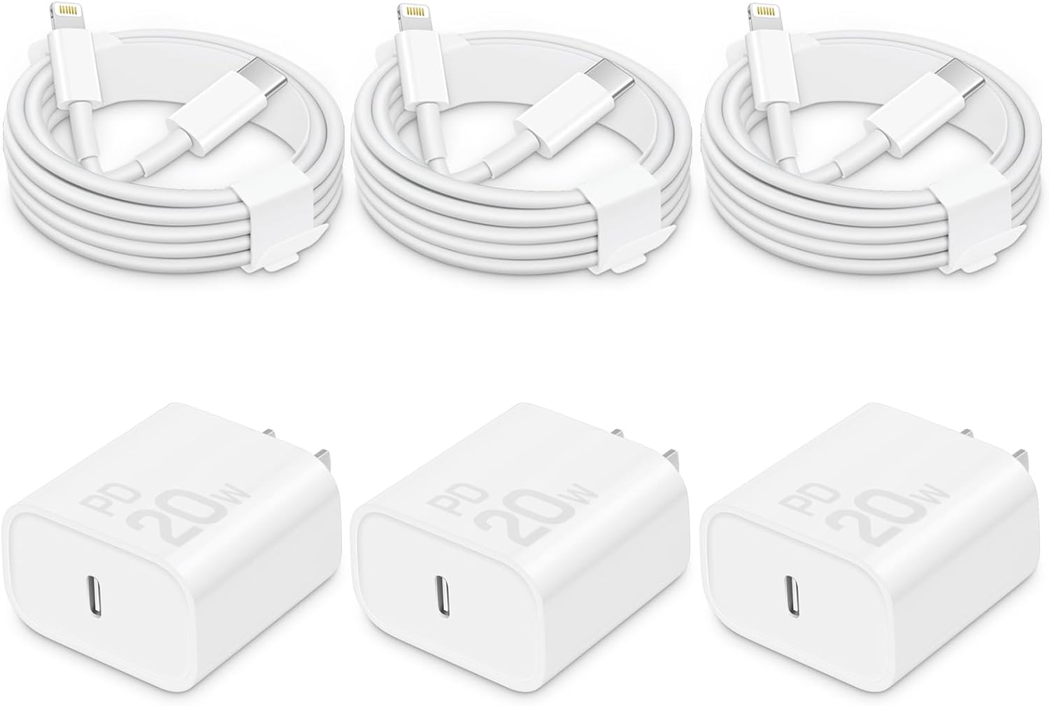 Fast-Charge 20W USB-C Block [3 Pack] MFi-Certified for Apple Devices!