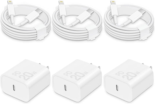 Fast-Charge 20W USB-C Block [3 Pack] MFi-Certified for Apple Devices!