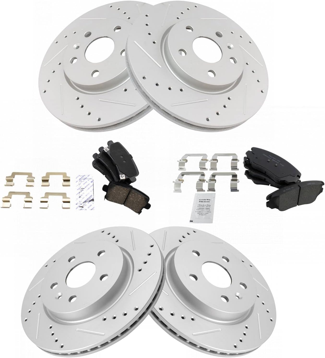 TRQ Front & Rear Ceramic Pads & Performance Brake Rotor Kit
