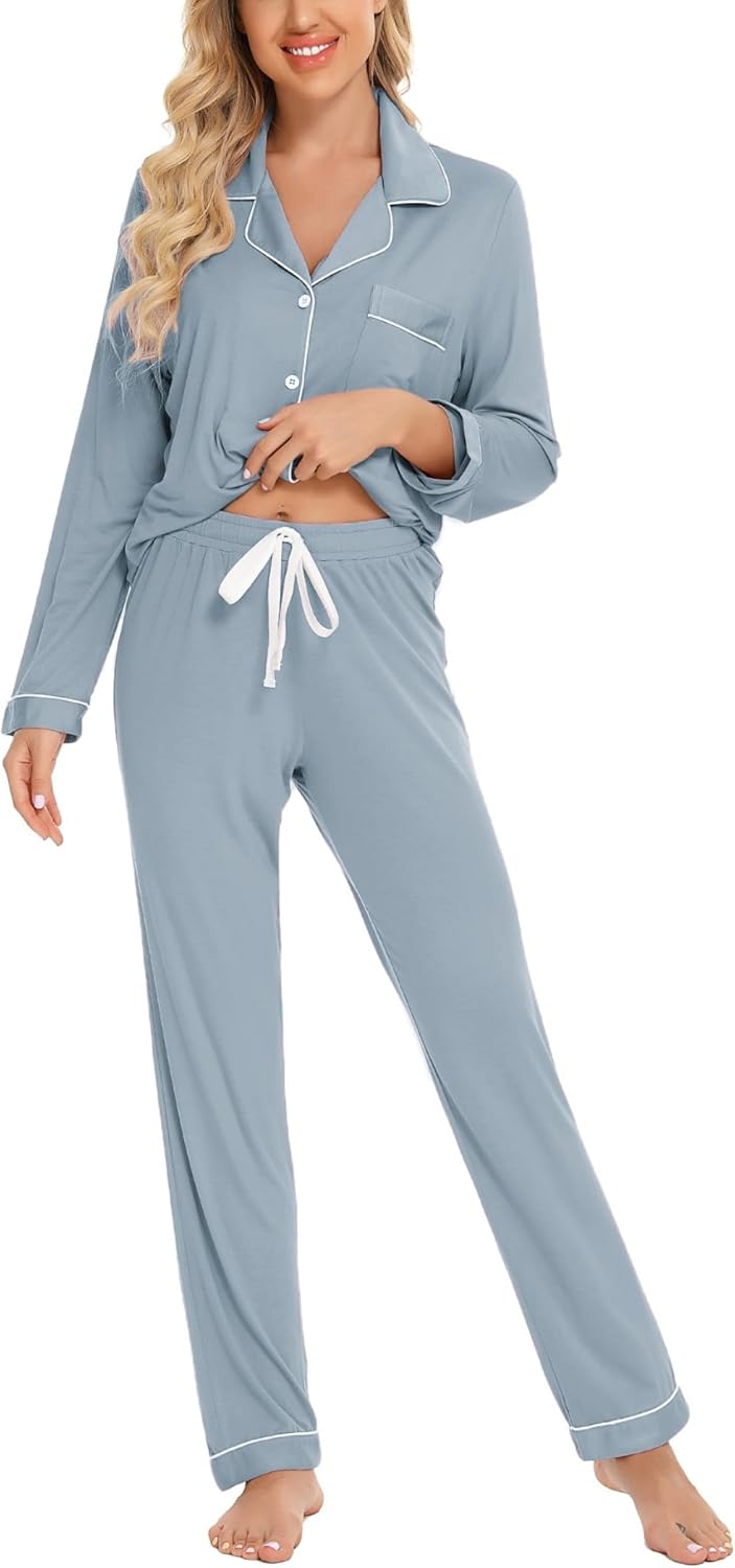 Leikar Button Up Pajama Set for Women - Soft and Comfortable PJs