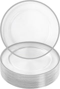 50 Pack Clear/Silver Charger Plates: Elegant Disposable for Events