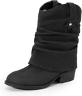 DREAM PAIRS Girls Cowboy Boots with Removable Cuff for Fun Style