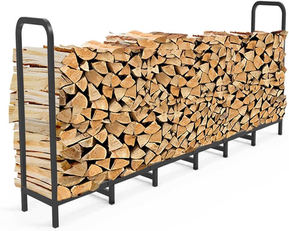 8ft Firewood Rack Holder for Indoor and Outdoor Storage Needs