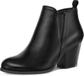 Women's Ankle Boots V Cut Side Elastic Panel Chunky Heel - Stylish