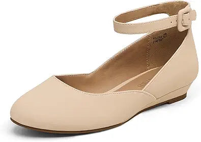 DREAM PAIRS Women's Revona Low Wedge Ankle Strap Flats Shoes