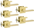 Gold Passage Door Handles for Hallways & Closets - 5 Pack
