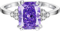3.5ct Simulated Gemstone Ring 925 Sterling Silver - Radiant 10x8mm