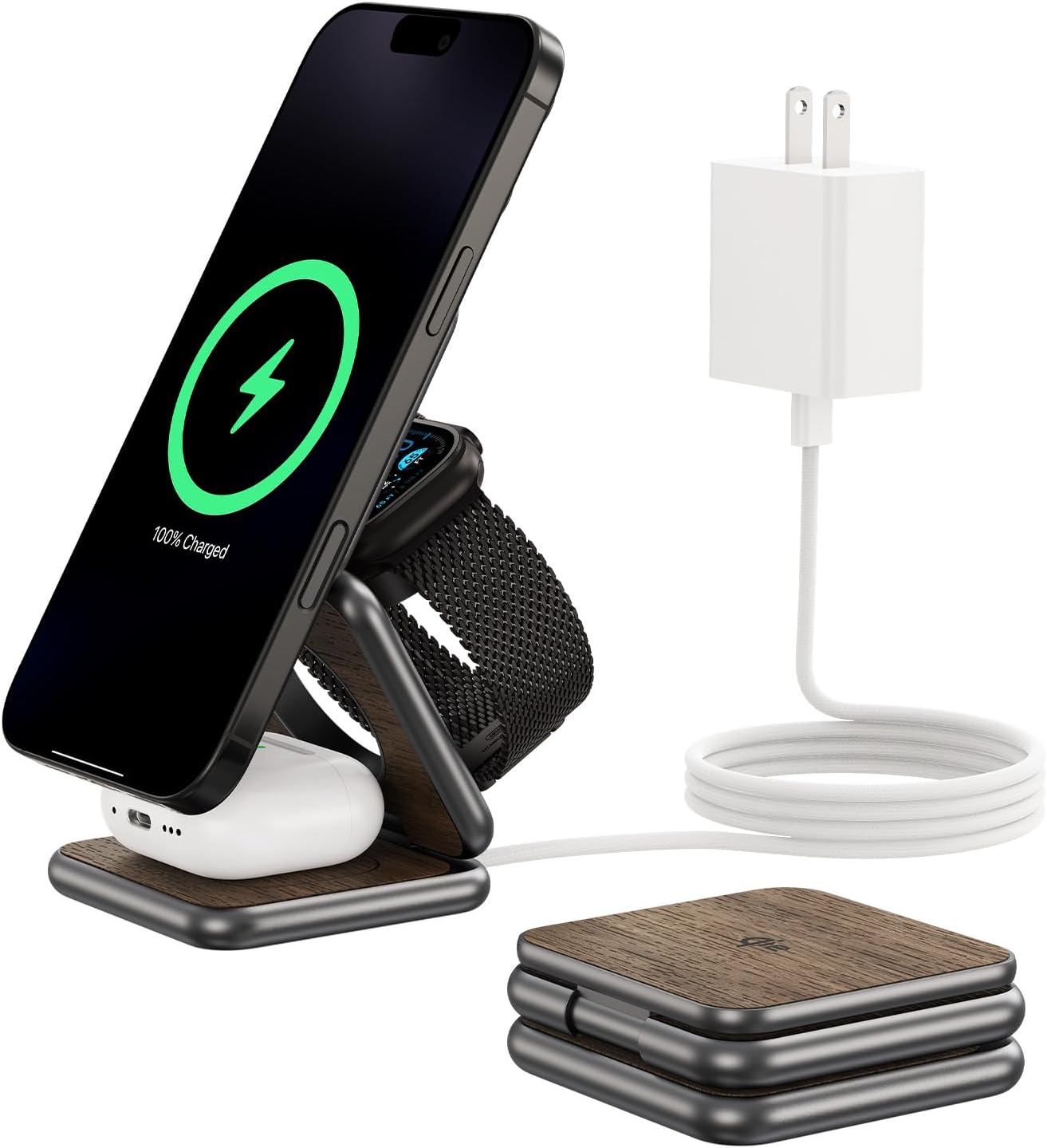 X40Q Qi2 Certified 3-in-1 Wireless Charging Station for iPhone