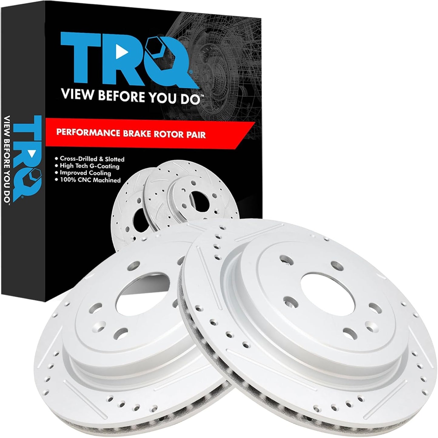 TRQ Rear Performance Brake Rotors Set for Cadillac CTS & Camaro