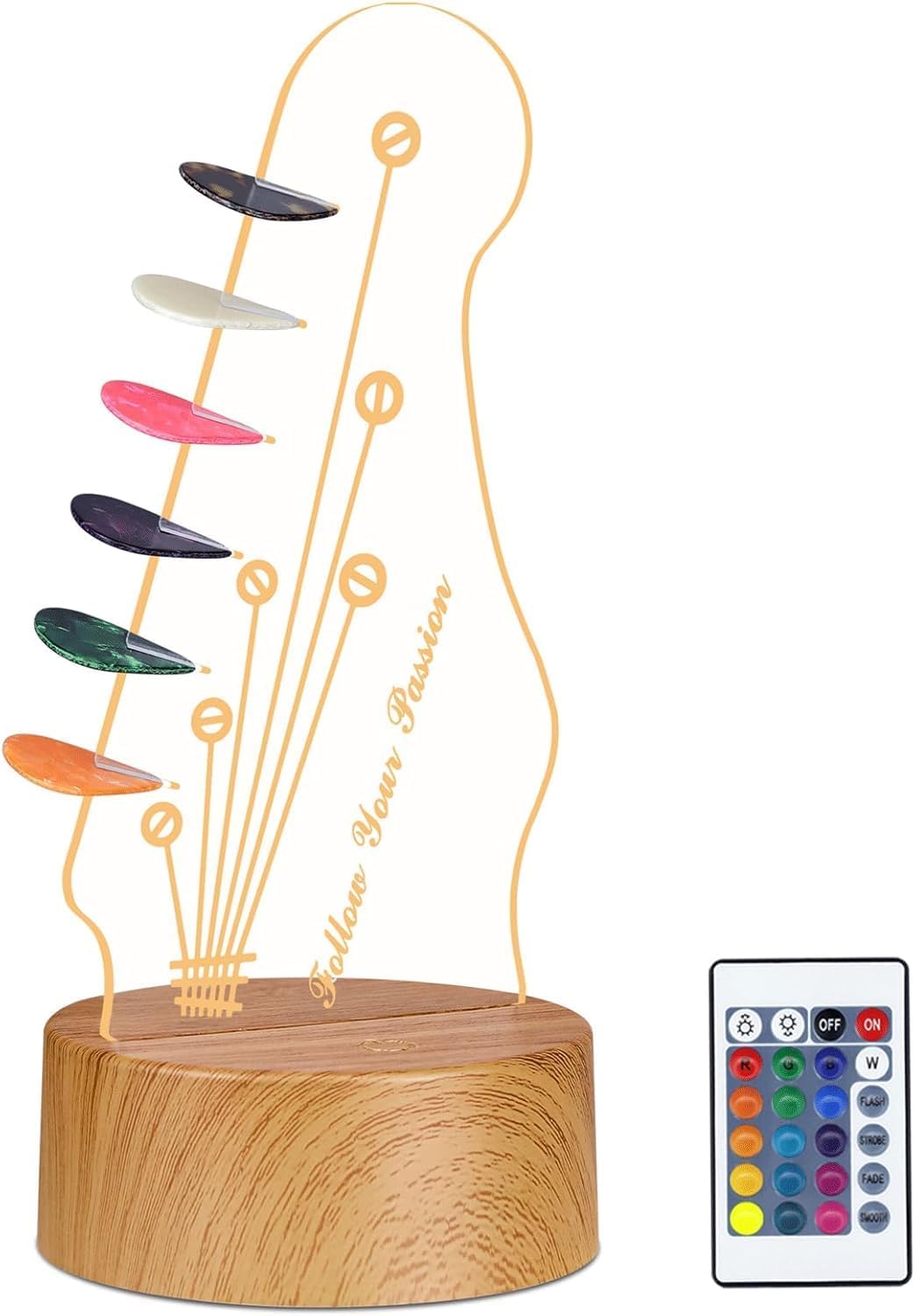 16-Color Light Up Guitar Pick Holder - Keep Picks Organized and Visible!