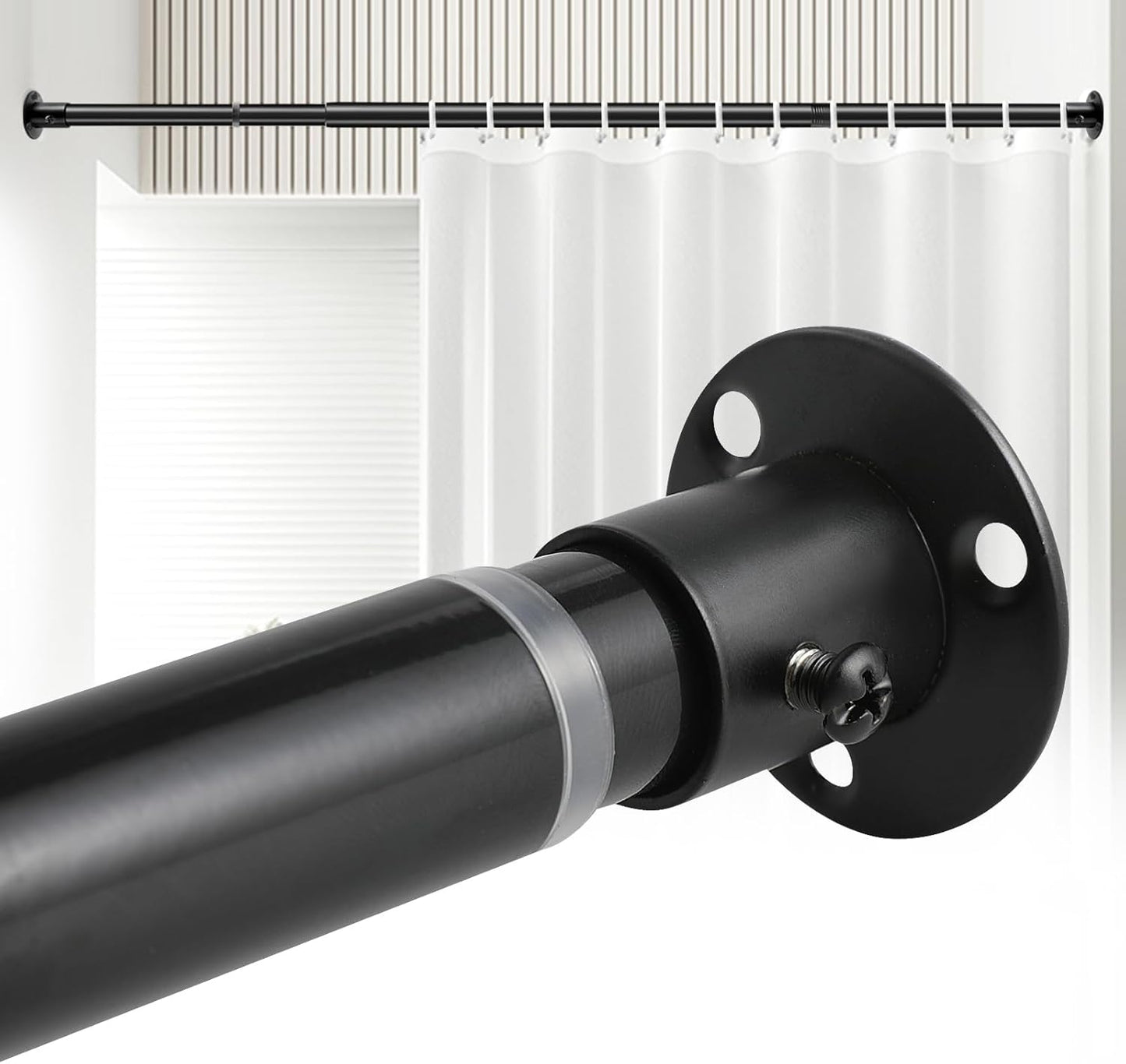 Adjustable Black Shower Rod for Stylish Bathrooms - Set of 1 (28-73)