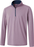 Men's Quarter Zip Performance Pullover - Stripe Mock Neck