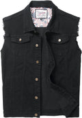 Men's Denim Vest for Men Sleeveless Jean Jacket Ripped Stretchy
