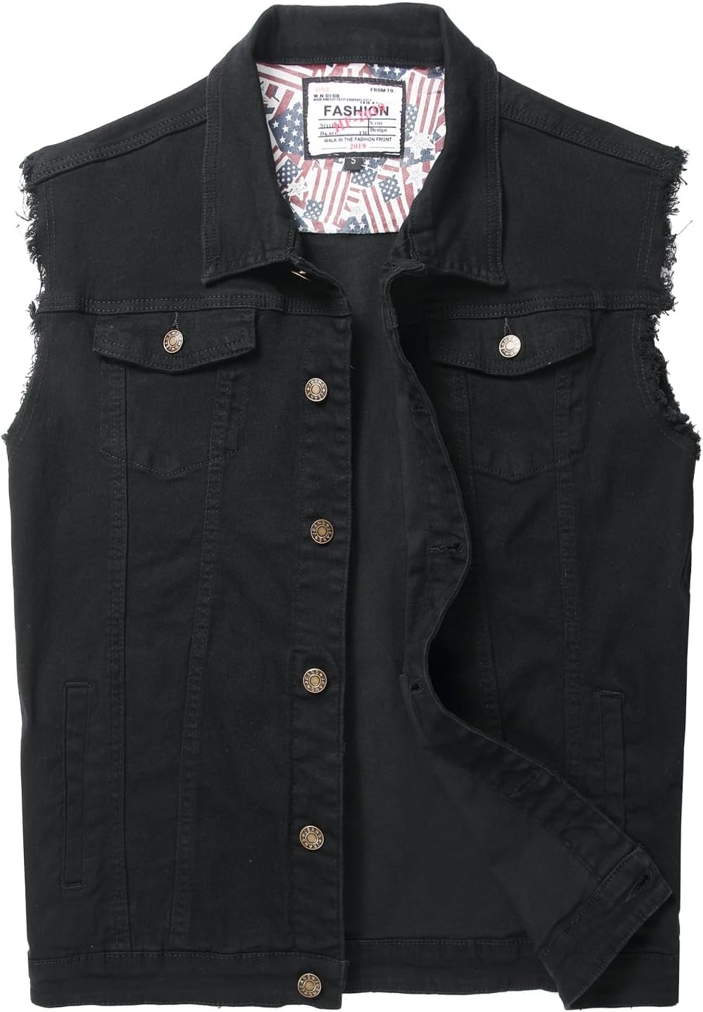 Men's Denim Vest - Ripped Stretchy Distressed Battle Jacket