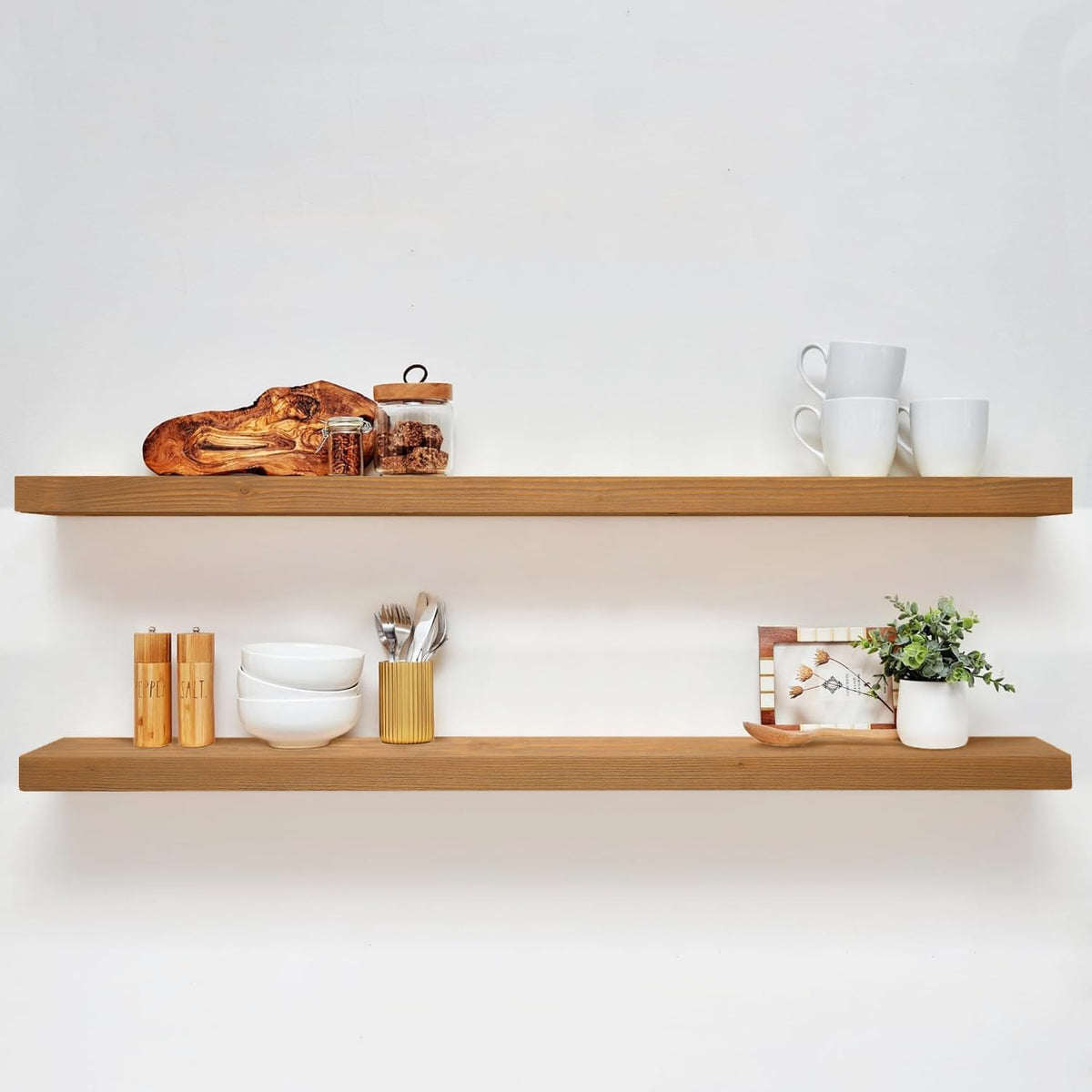 60 inch Golden Oak Floating Shelf for Elegant Home Decor
