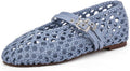 Women's Woven Mary Jane Flats with Dual Metal Buckles - Comfortable
