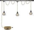 3-Light Hanging Plug in Pendant Light with 27ft Hemp Rope - Vintage