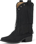Girls Cowboy Boots with Tassel and Fringe - Stylish All-Season Boot