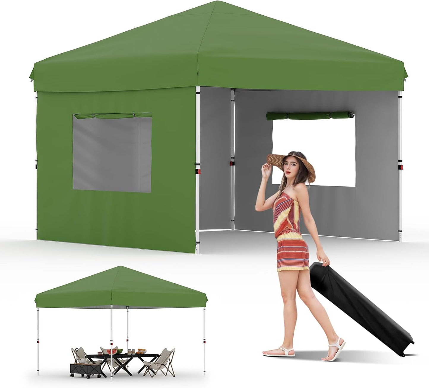 10x10 Pop Up Canopy Tent with Removable Sidewalls for Outdoors