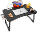 Portable Foldable Laptop Bed Table with USB Ports and Storage - Lap