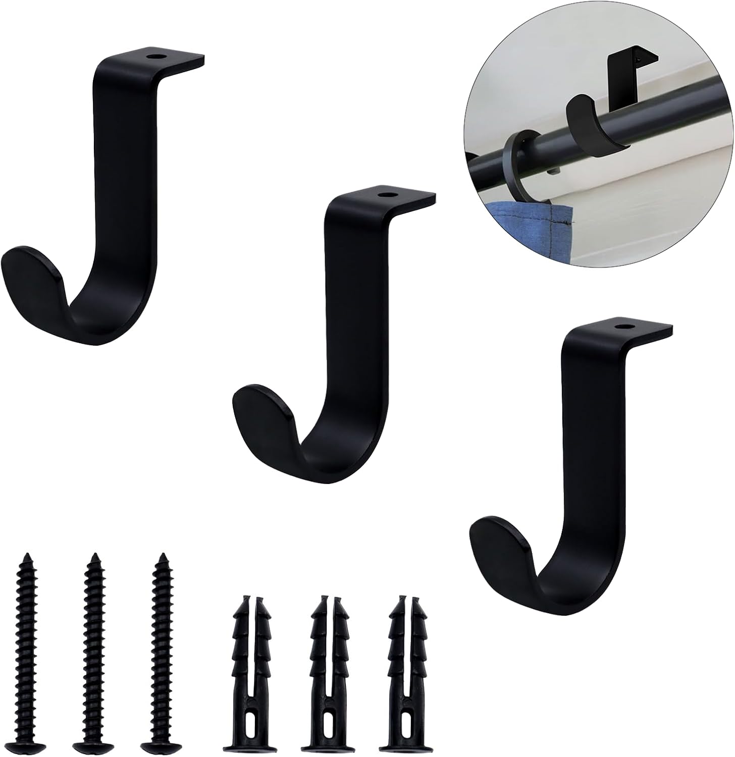 Sturdy Metal Ceiling Rod Brackets - Set of 3 | Shonmogar