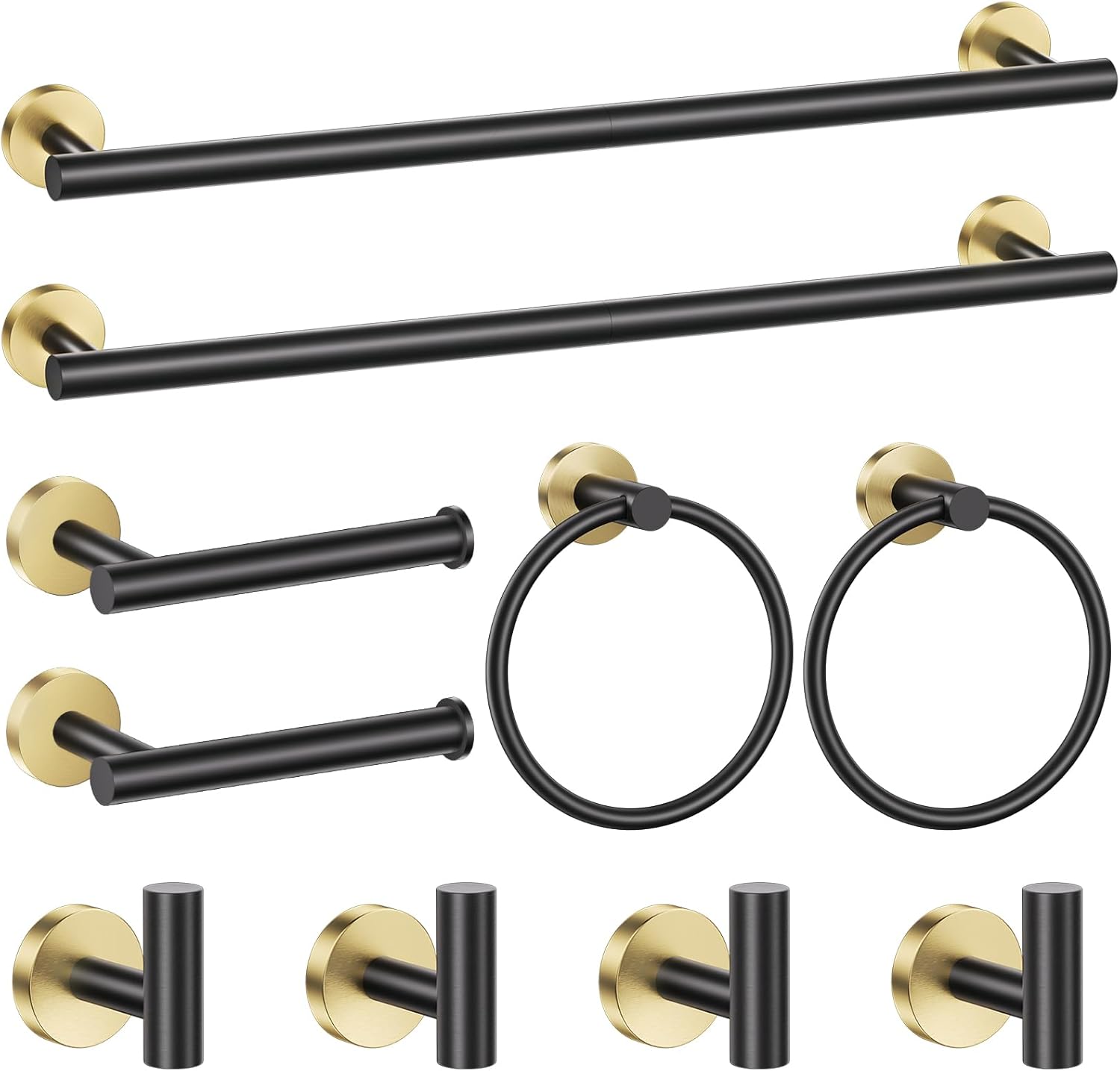 Black and Gold Towel Bar Set for Stylish Bathroom Accessories