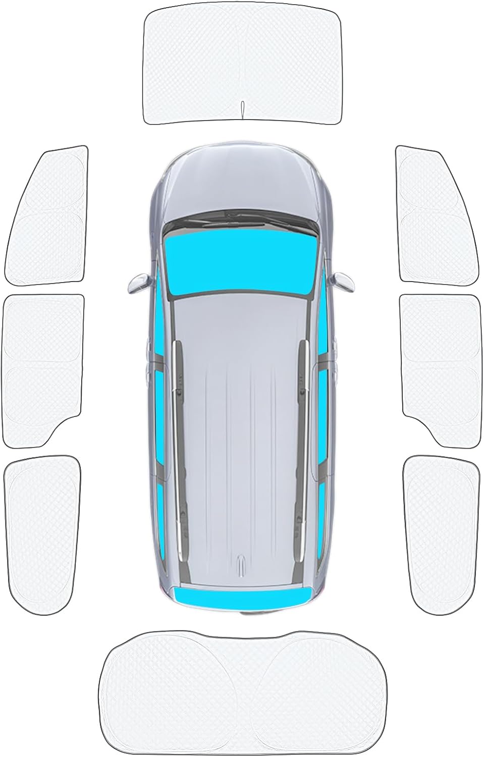 KMF 8pcs Thicken Full Window Sun Shades for Chrysler Pacifica