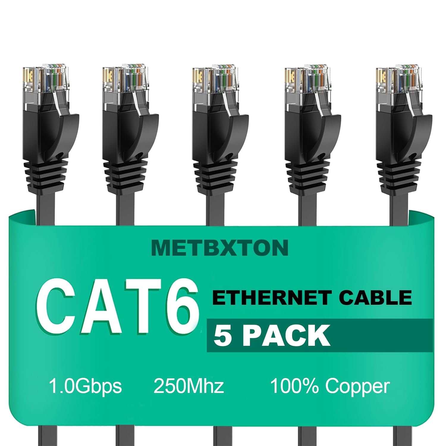 High Speed 3ft Ethernet Cable 5 Pack - Short & Flat for Quick Connections!