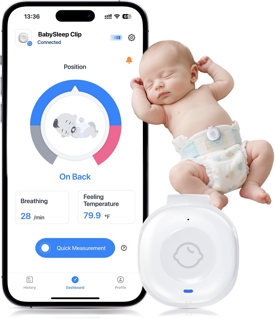 Babytone Smart Baby Monitor with Breathing & Temperature Alerts