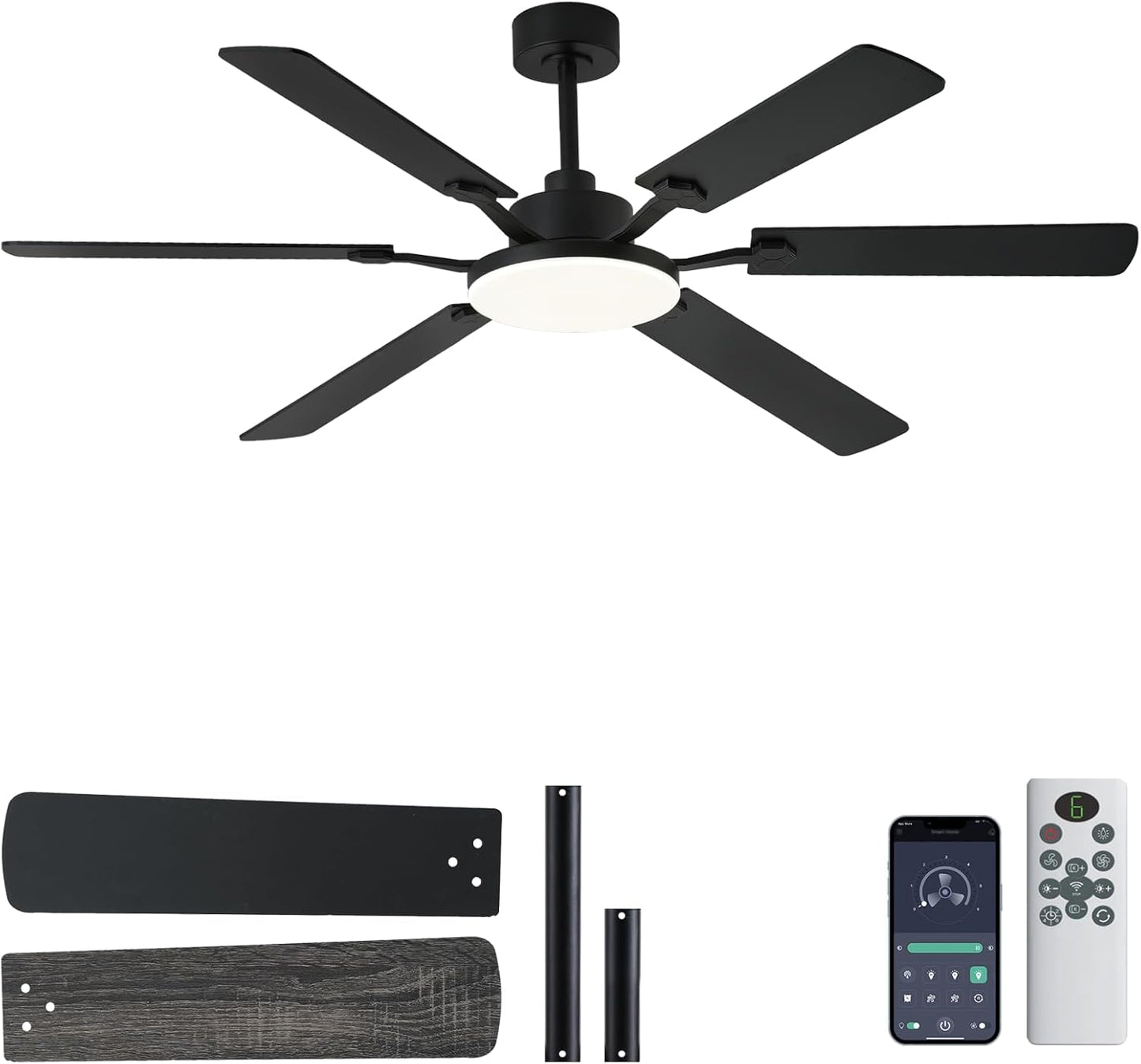 60 Inch Ceiling Fan with Lights and Remote Control for Comfort