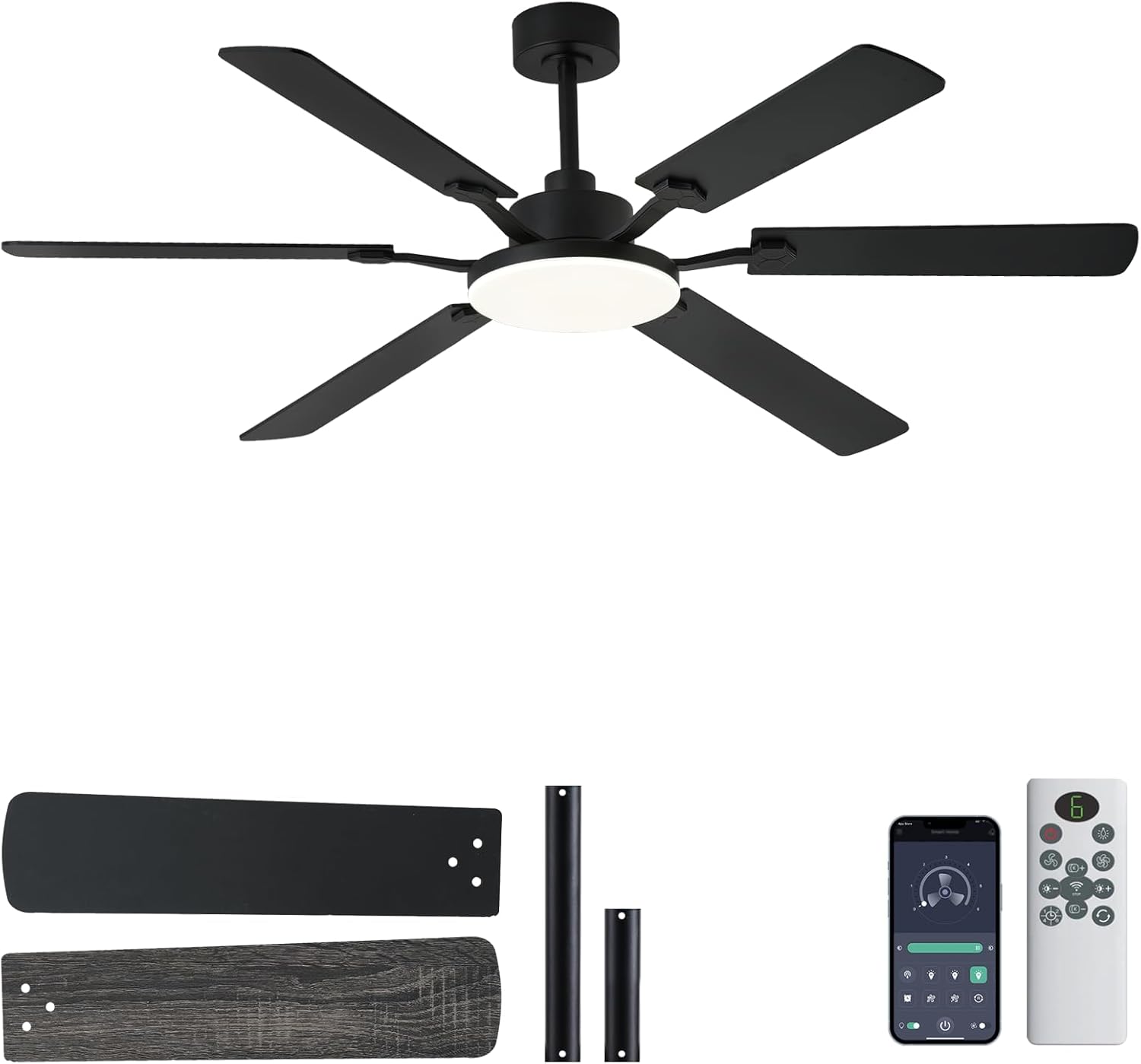 60 Inch Ceiling Fan with Lights and Remote Control for Comfort