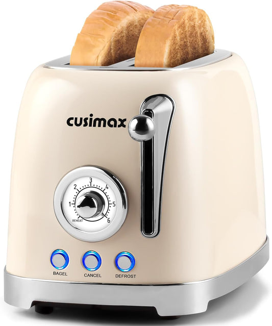 CUSIMAX Retro Toaster 2 Slice with Extra Wide Slots for Bagels
