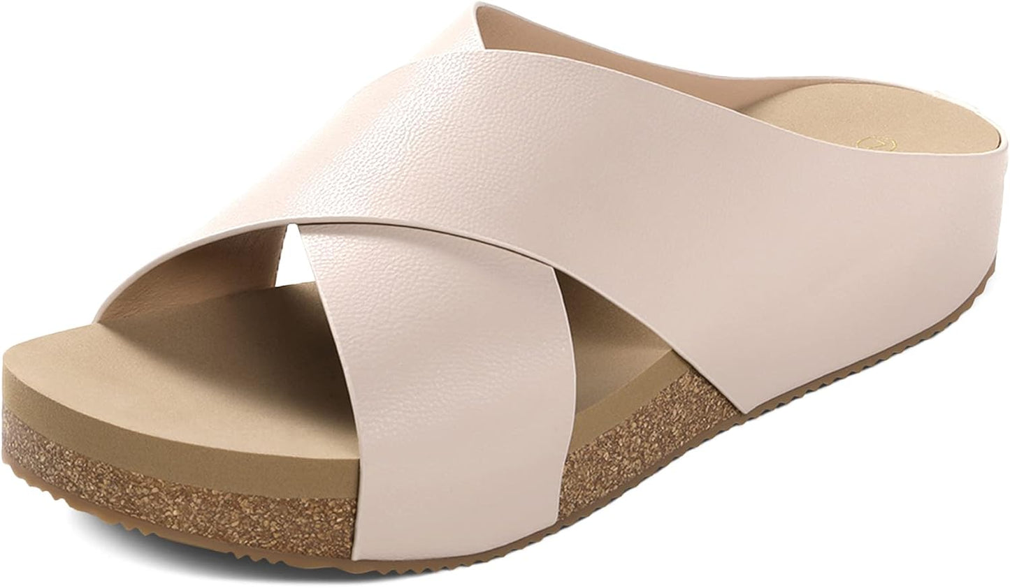DREAM PAIRS Women's Cork Slide Sandals for Summer Comfort